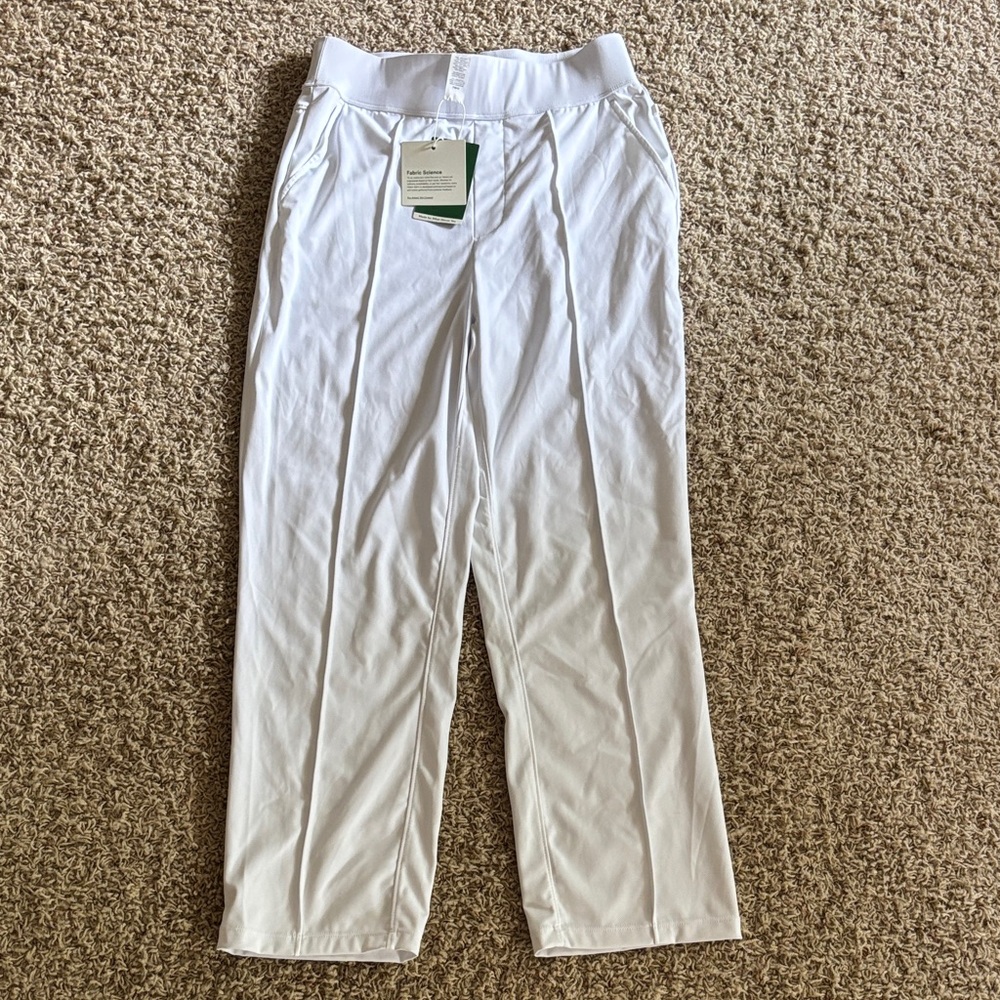 Halara Flex™ High Waisted Pocket Straight Leg Crepe Work Pants in white